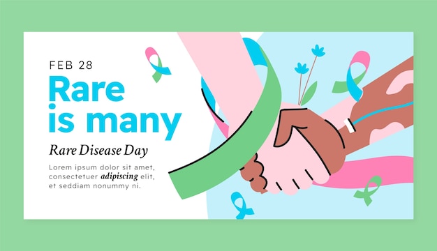 Flat rare disease day horizontal banner template