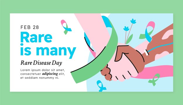 Flat rare disease day horizontal banner template