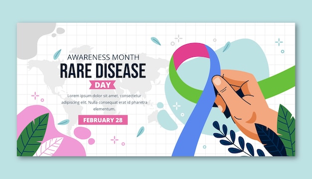 Flat rare disease day horizontal banner template