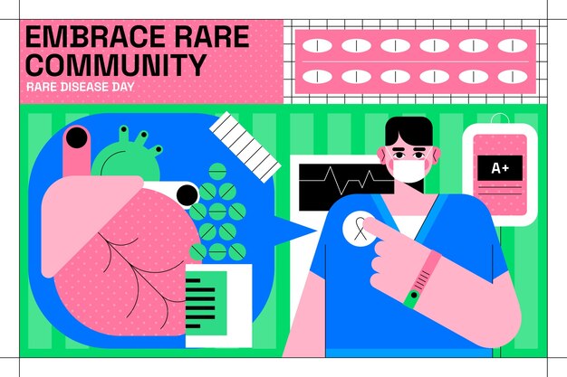 Free vector flat rare disease day illustration