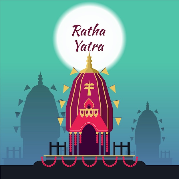 Free vector flat rath yatra celebration illustration