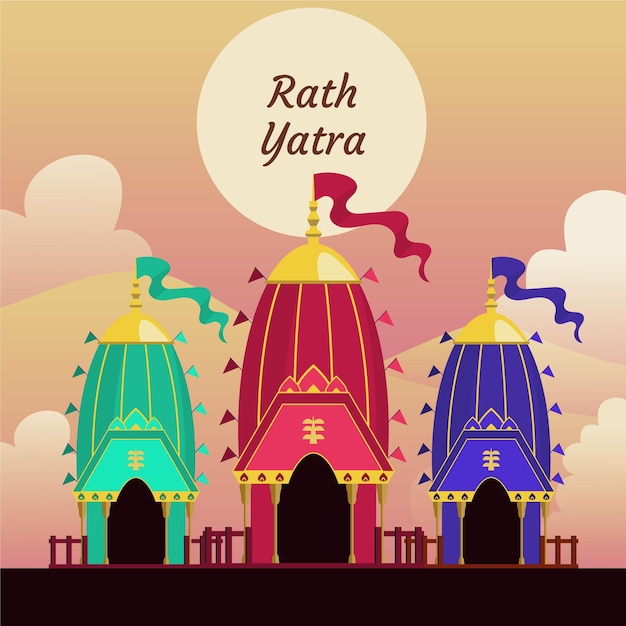 Free vector flat rath yatra celebration illustration