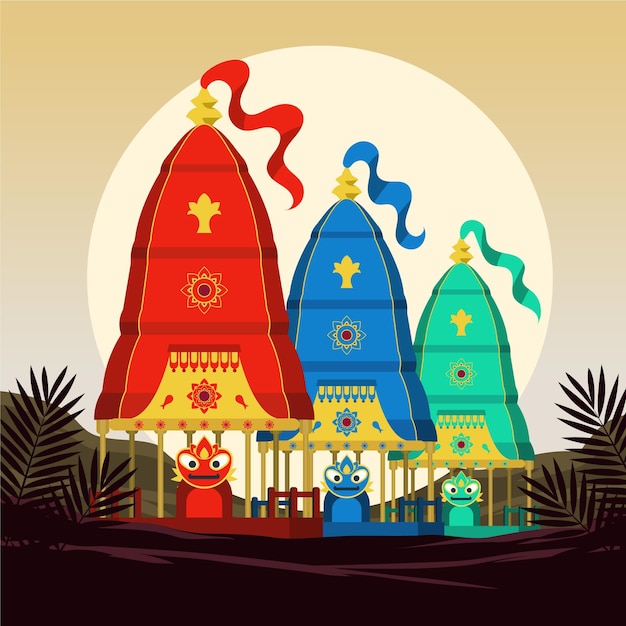 Flat rath yatra celebration illustration