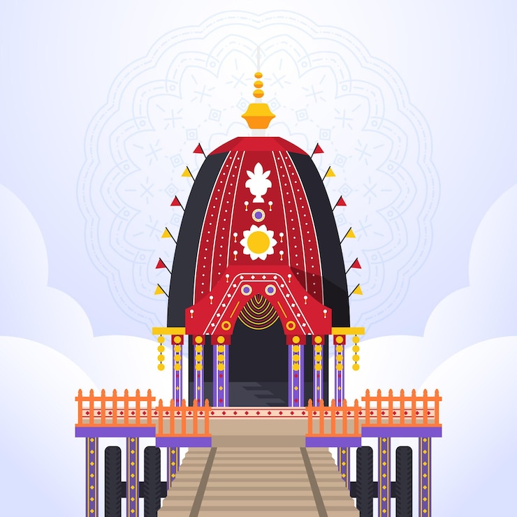 मुफ़्त वेक्टर flat rath yatra celebration illustration