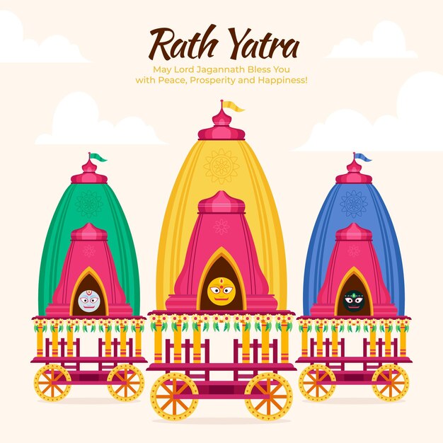 플랫 rath yatra 축하 그림