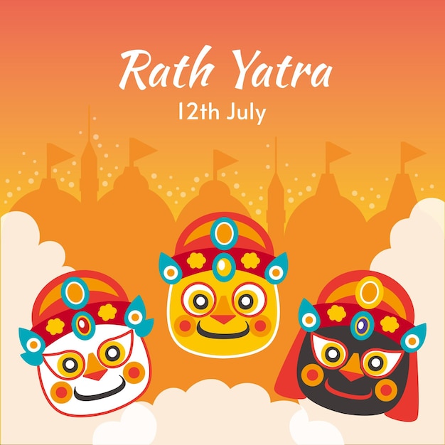 플랫 rath yatra 축하 그림