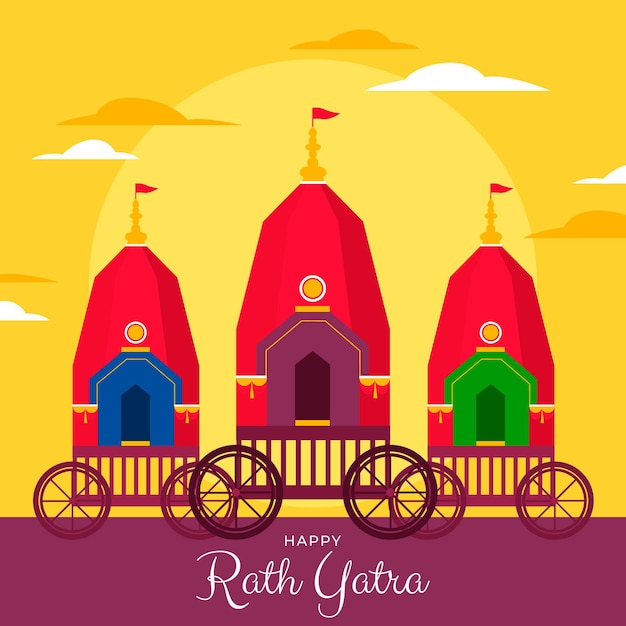 Free vector flat rath yatra celebration illustration