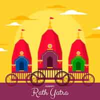 Free vector flat rath yatra celebration illustration