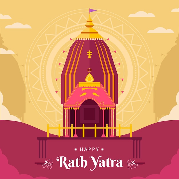 Flat rath yatra celebration illustration