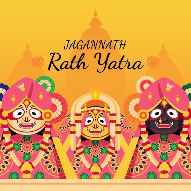 Free vector flat rath yatra celebration illustration