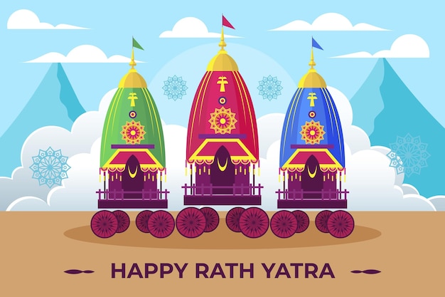 Vettore gratuito illustrazione di piatto rath yatra