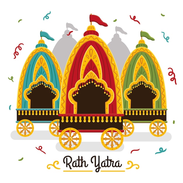 Vettore gratuito illustrazione di piatto rath yatra