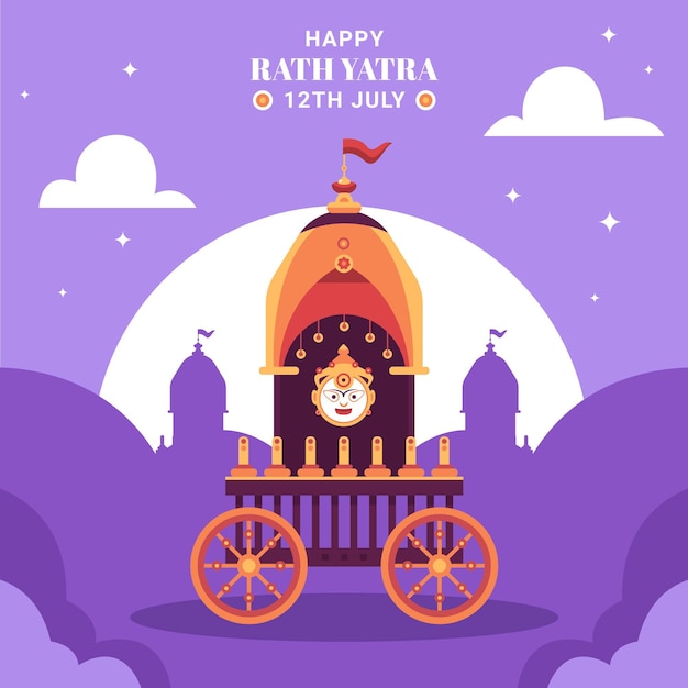 Free vector flat rath yatra illustration