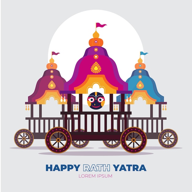 Free vector flat rath yatra illustration