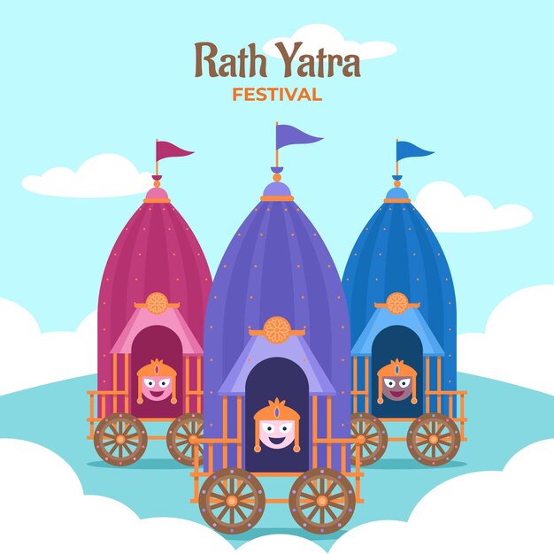 Flat rath yatra illustration