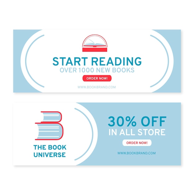 Flat reading banners design template