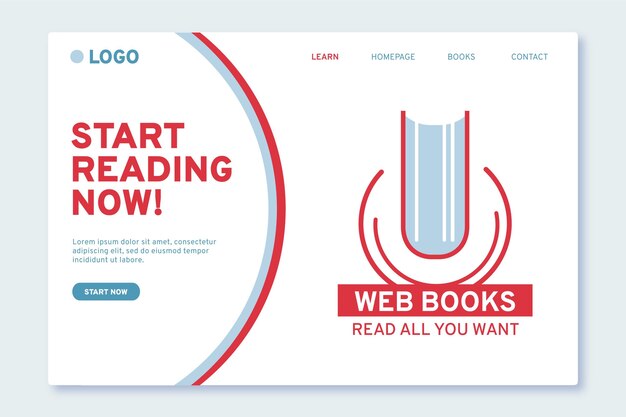 Flat reading landing page template
