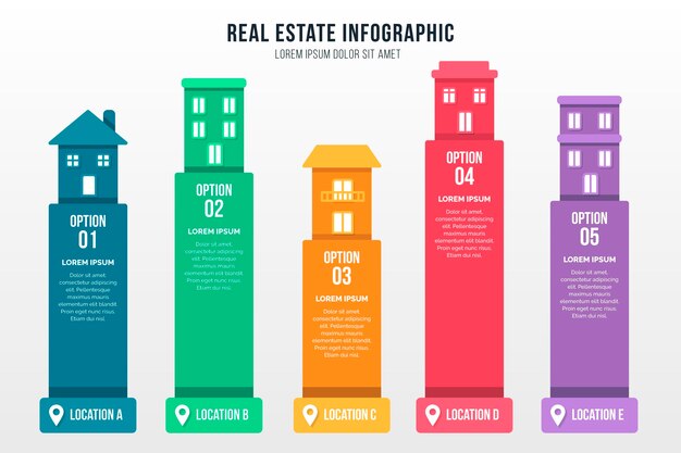 플랫 부동산 infographic 템플릿