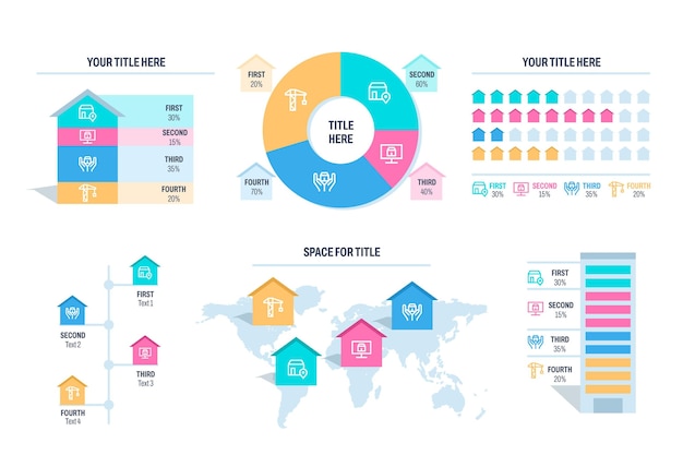 Flat real estate infographic template