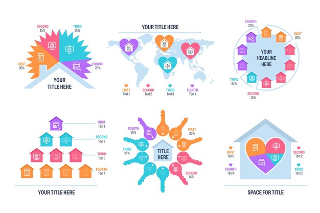 Flat real estate infographic template