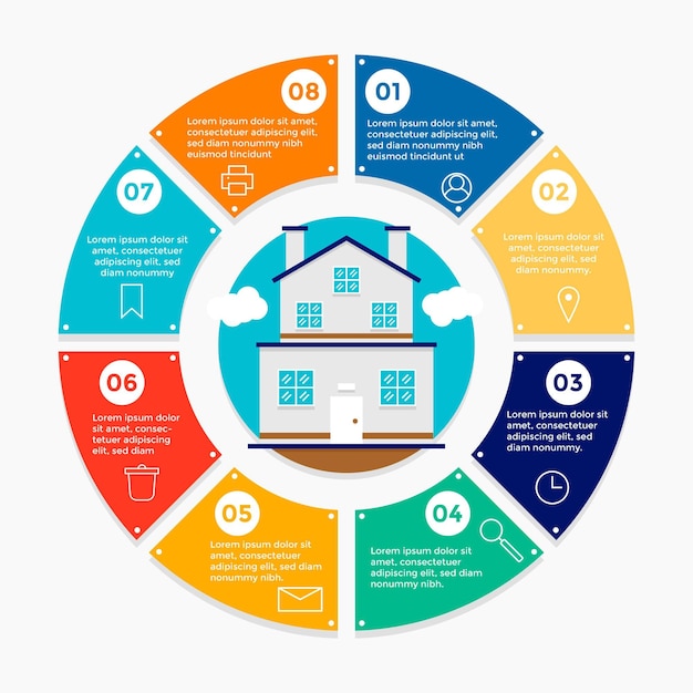 Flat real estate infographics