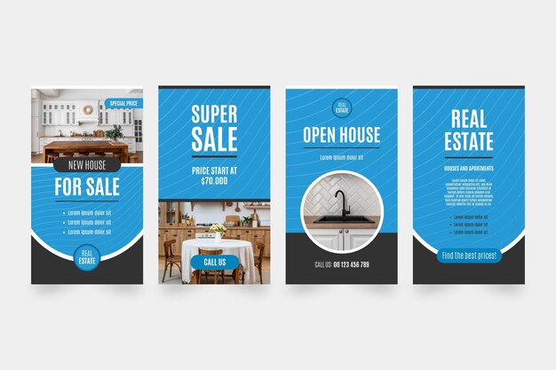 Flat real estate instagram story collection