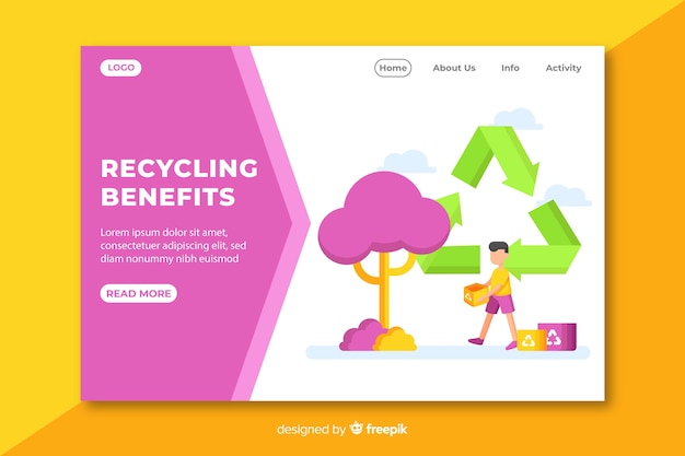 Flat recycling landing page template