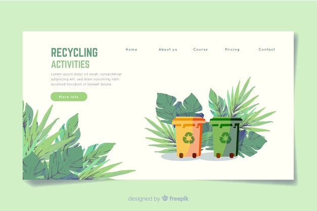 Free vector flat recycling landing page template