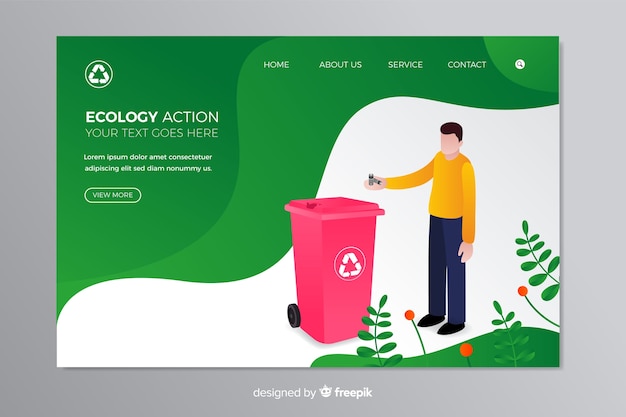 Flat recycling landing page template