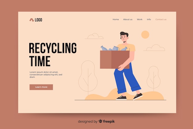 Flat recycling landing page template