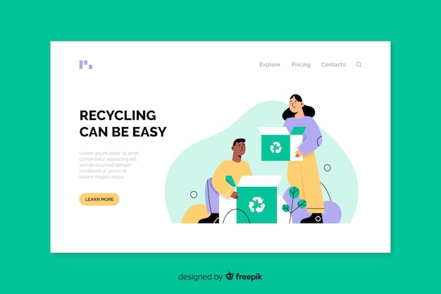 Flat recycling landing page template