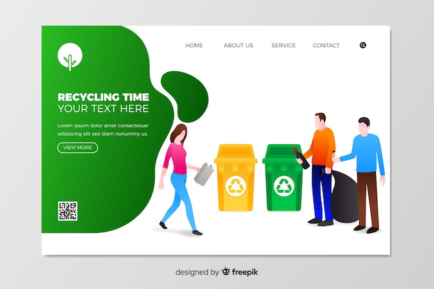 Flat recycling landing page template