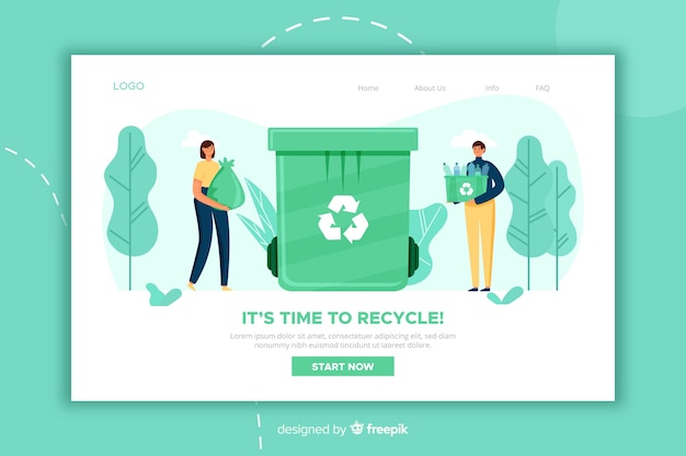 Flat recycling landing page template