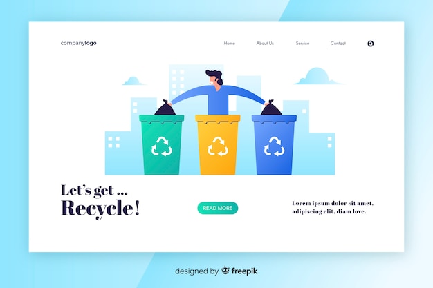 Flat recycling landing page template