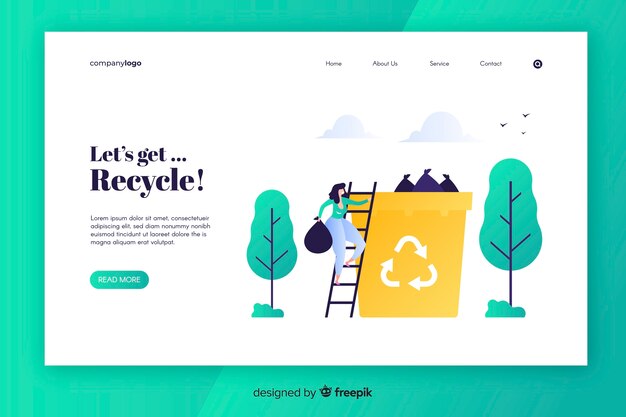 Flat recycling landing page template