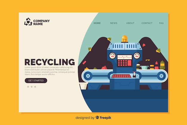 Free vector flat recycling landing page template