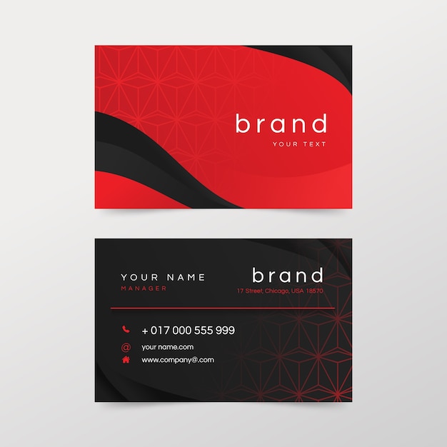 Free vector flat red and black business card