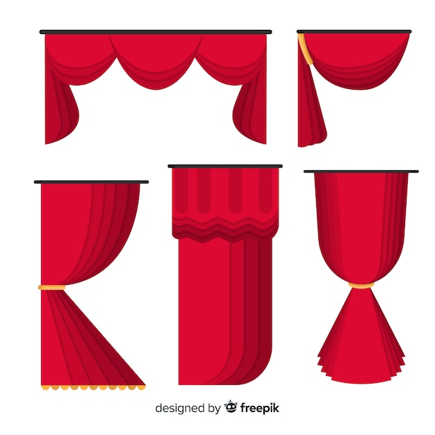 Flat red curtain collection