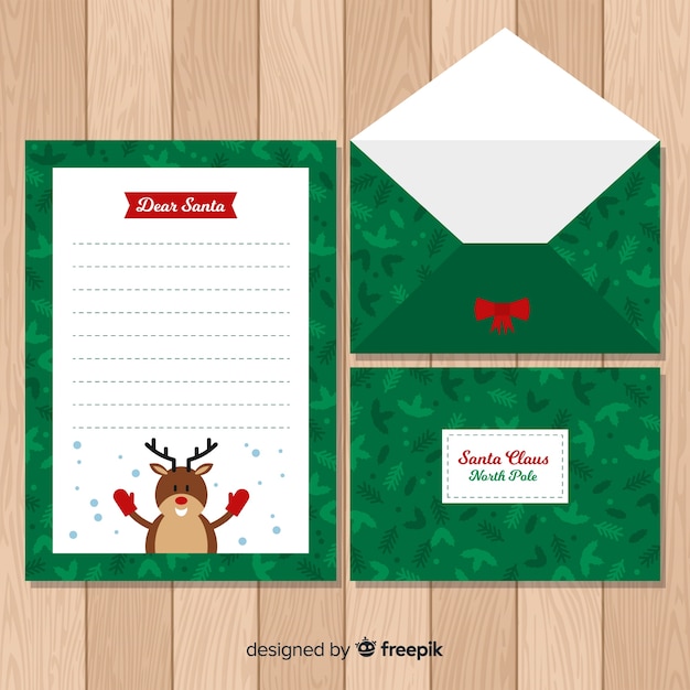 Free Flat reindeer christmas envelope template SVG DXF EPS ...
