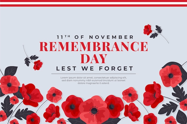 Free vector flat remembrance day background