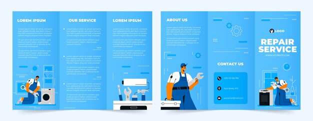 Flat repair shop brochure template