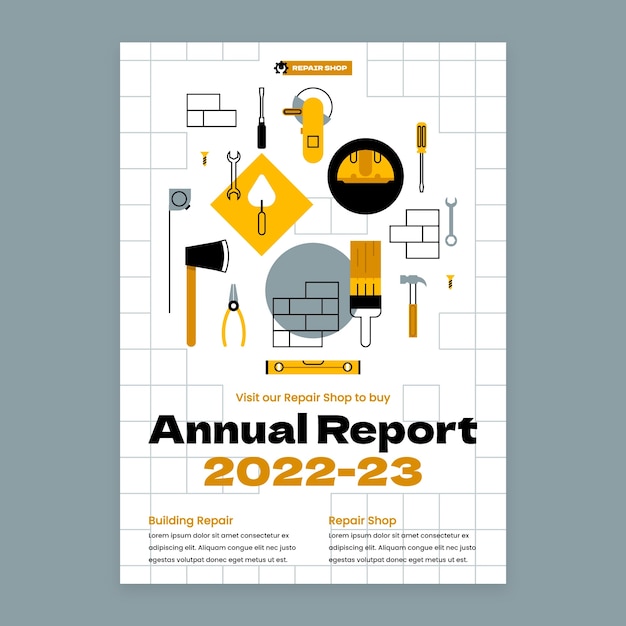 Free vector flat repair shop business annual report template