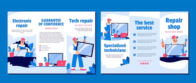 Free vector flat repair shop business brochure template