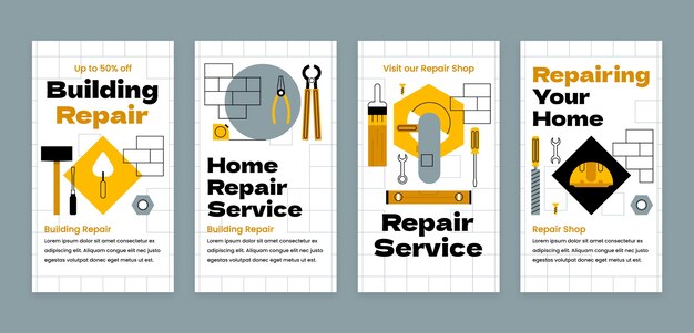 Flat repair shop business instagram stories collection