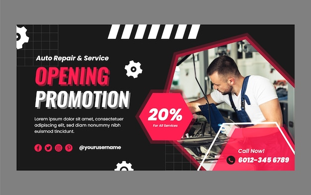 Flat repair shop business social media promo template