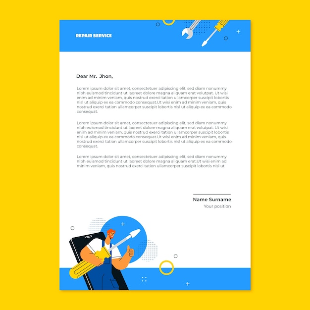 Free vector flat repair shop letterhead template