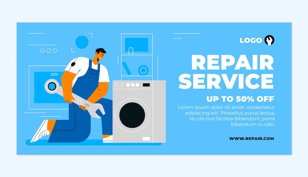 Free vector flat repair shop sale banner template