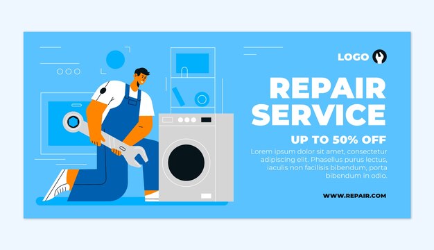 Flat repair shop sale banner template