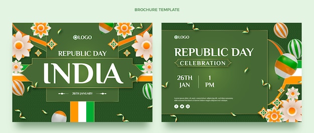 Vettore gratuito modello di brochure per la festa della repubblica piatta