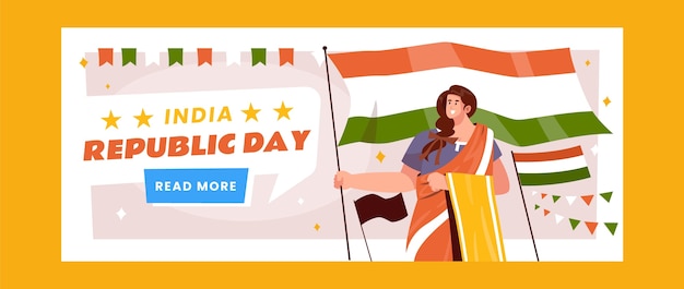 Free vector flat republic day celebration horizontal banner template